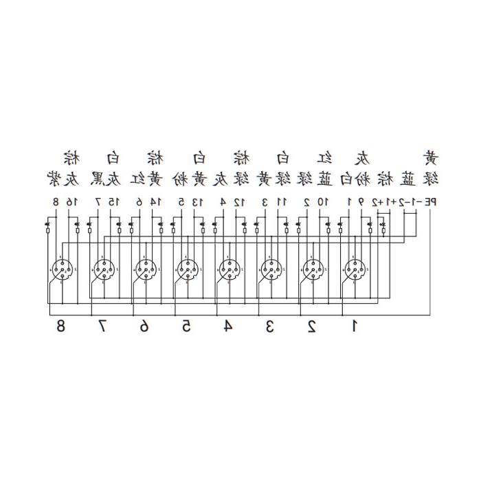 M12 junction box, dual channel, NPN, 8-port split, LED, PCB terminal, 24N80N